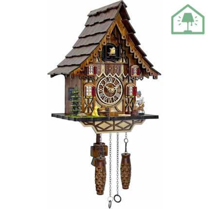 Handcrafted Wooden Cuckoo Clock – Traditional Black Forest Style with 12 Melodies & Night Mode (8.75" x 23")