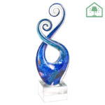 Murano-Style Art Glass Centerpiece Sculpture – 10" Mouth-Blown Glass on Crystal Base